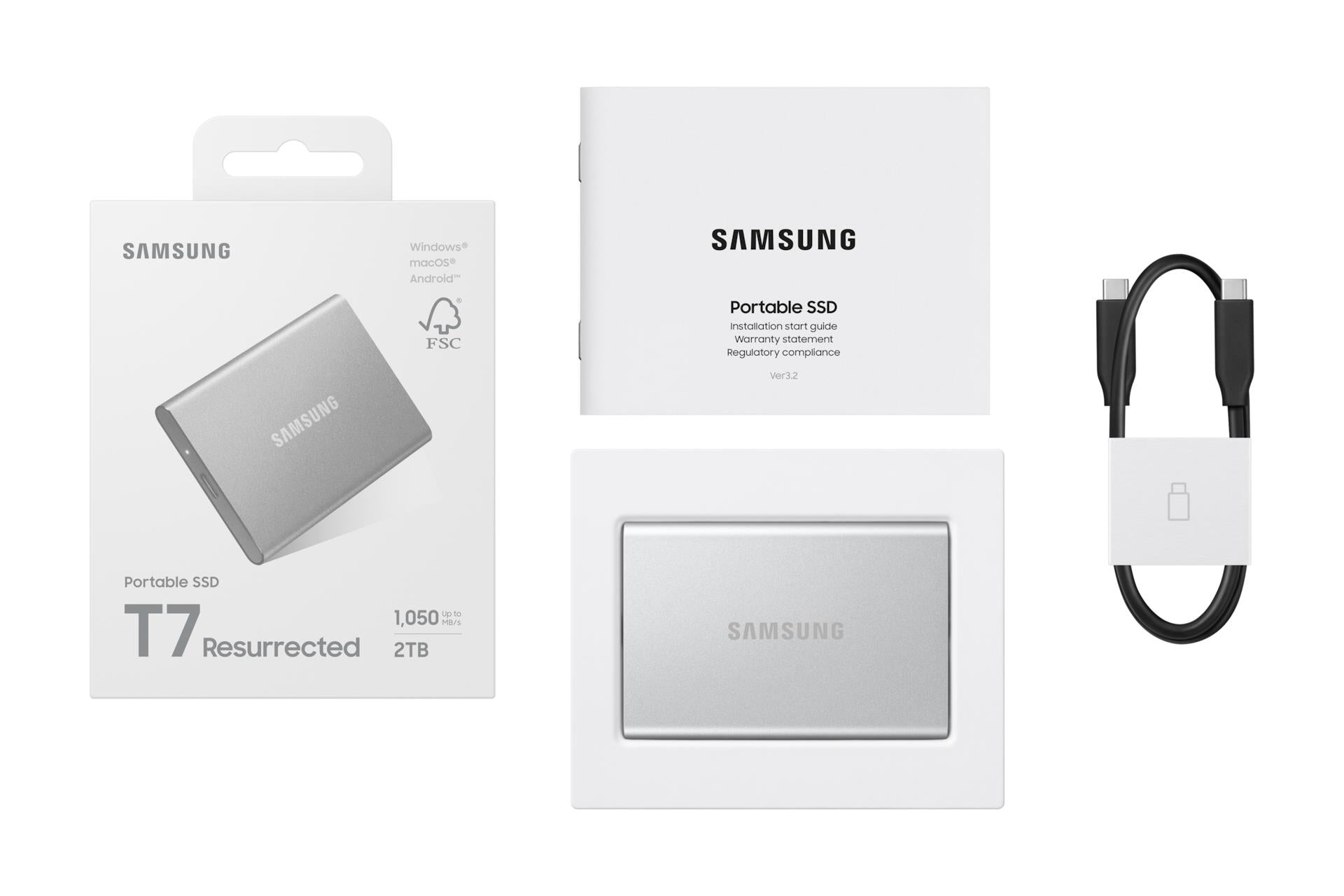 External SSD SAMSUNG Read speed 1050 MB/s Write speed 1000 MB/s 2000 GB MU-PD2T0G/WW