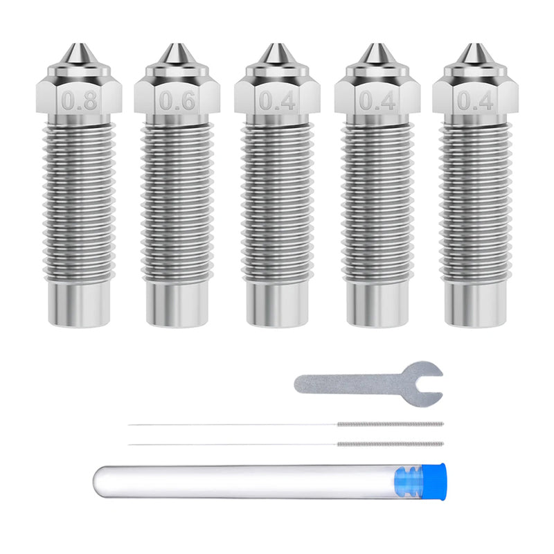 ELEGOO Neptune 4 Plus / 4 Max Hardened Steel Nozzle Set (0.4 mm x3, 0.6 mm x1, 0.8 mm x1) - Image 1
