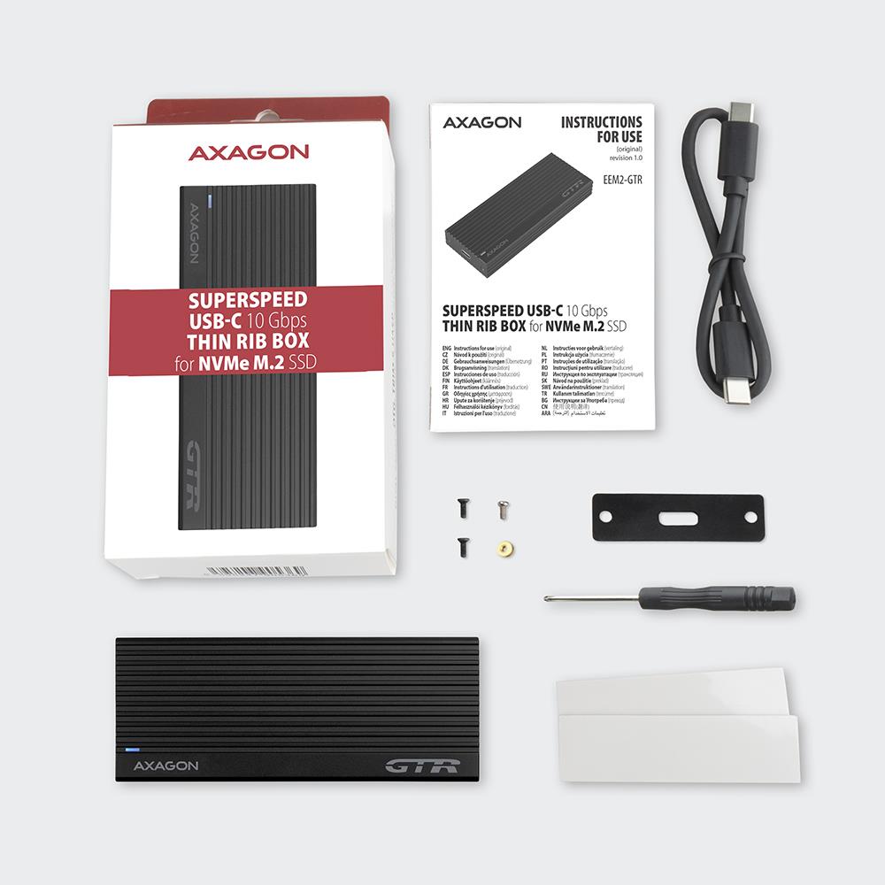 SSD ACC ENCLOSURE M.2 NVME/USB-C EEM2-GTR AXAGON