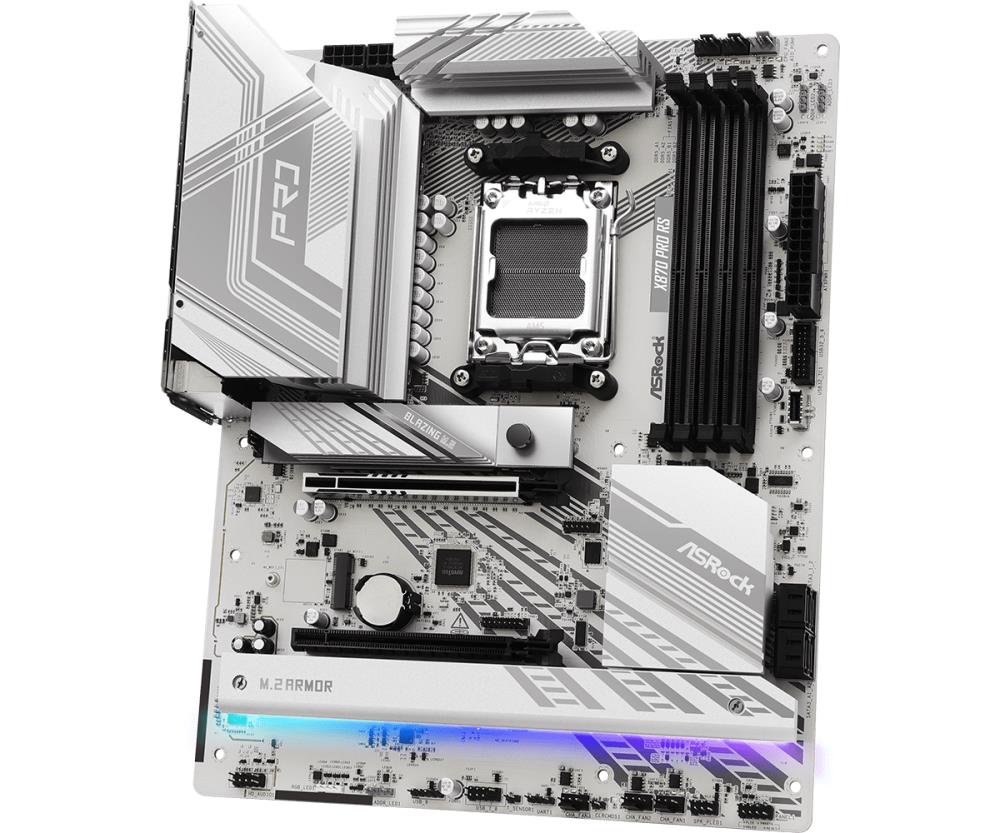 Mainboard ASROCK AMD X870 SAM5 ATX Memory DDR5 Memory slots 4 1xPCI-Express 4.0 16x 1xPCI-Express 5.0 16x 4xM.2 1xHDMI 6xUSB 2.0 4xUSB 3.2 2xUSB-C 1xOptical S/PDIF 1xRJ45 2xAudio port X870PRORS
