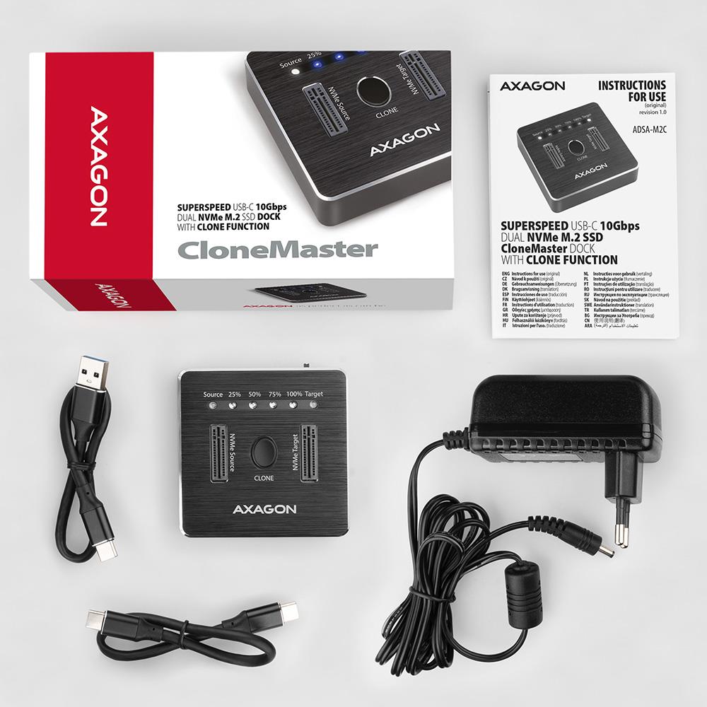 SSD ACC DOCK STATION USB-C/2XM.2 NVME ADSA-M2C AXAGON