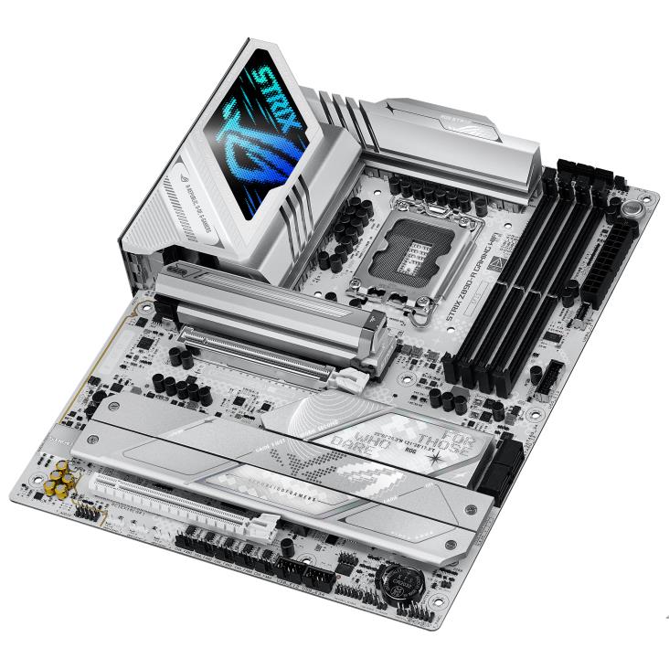 Mainboard ASUS Intel Z890 LGA1851 ATX Memory DDR5 Memory slots 4 1xPCI-Express 4.0 16x 1xPCI-Express 5.0 16x 5xM.2 1xHDMI 1xDisplayPort 1xAudio-In 1xAudio-Out 2xUSB 3.0 5xUSB 3.1 1xUSB-C 2xUSB-C w/Thunderbolt 1xOptical S/PDIF 1xRJ45 ROGSTRIXZ890-AGAMWIFI