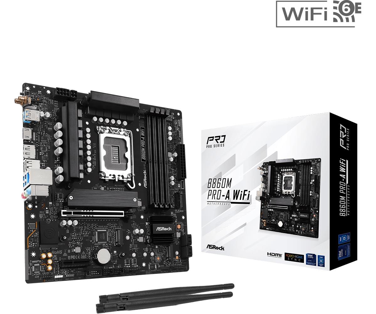 Mainboard ASROCK Intel B860 Express LGA1851 Micro-ATX Memory DDR5 Memory slots 4 B860MPRO-AWIFI