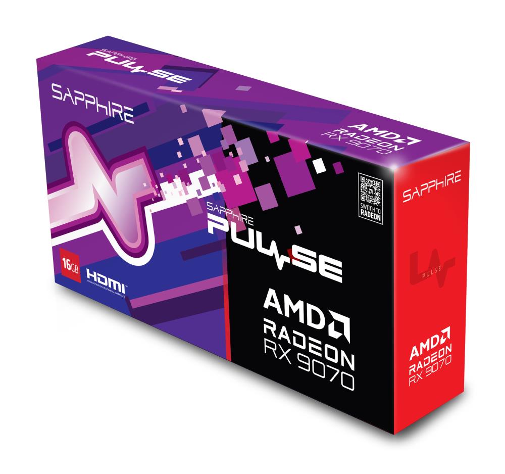 Graphics Card SAPPHIRE AMD Radeon RX 9070 16 GB GDDR6 256 bit PCIE 5.0 16x Dual Slot Fansink 2xHDMI 2xDisplayPort 11349-03-20G
