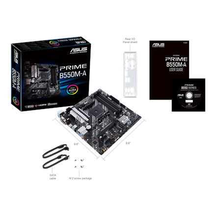 Asus | PRIME B550M-A | Processor family AMD | Processor socket AM4 | DDR4 | Memory slots 4 | Supported hard disk drive i
