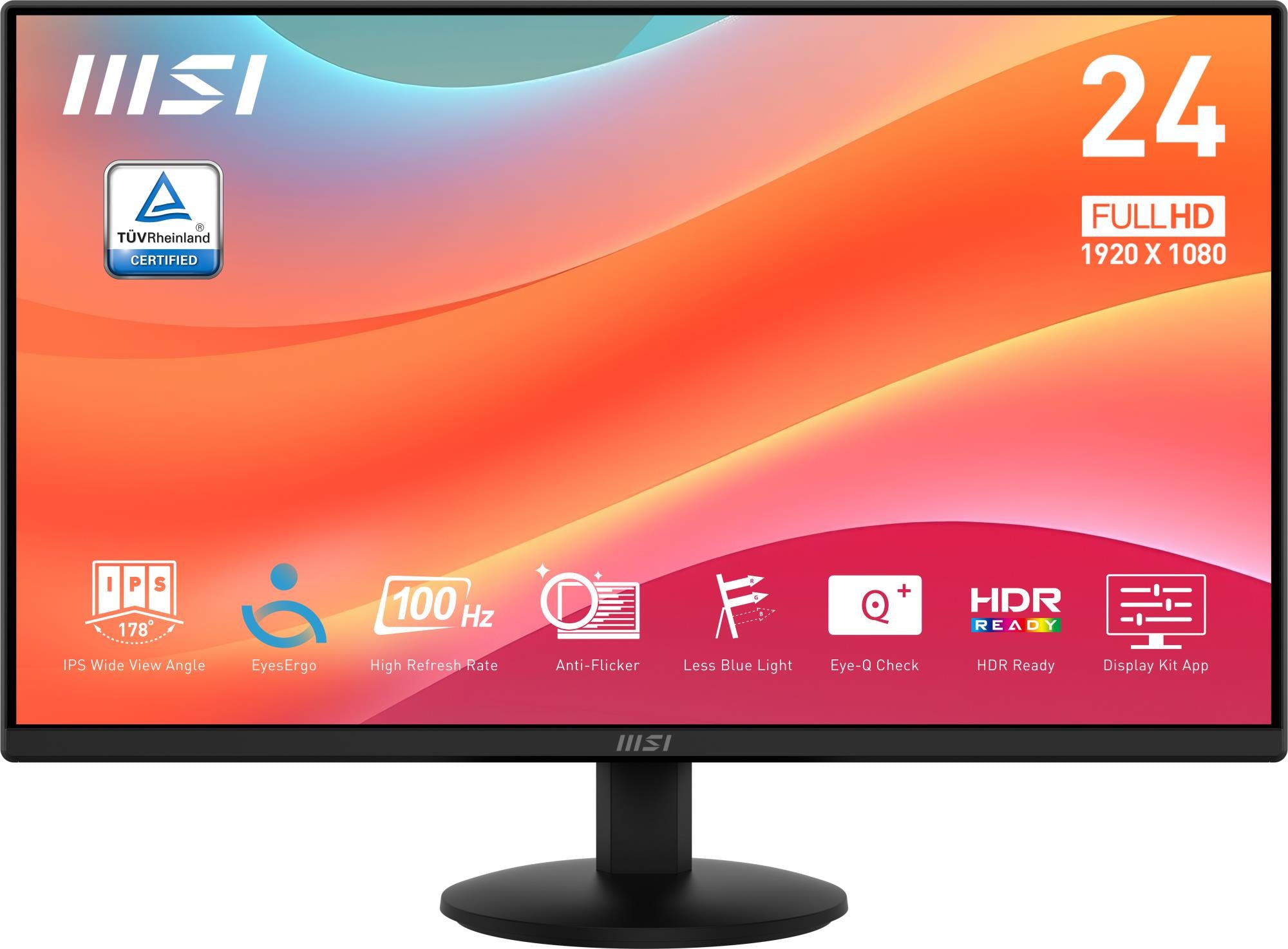 LCD Monitor MSI 23.8" Business Matte Panel IPS 1920x1080 16:9 100Hz 1 ms Tilt Colour Black PROMP242L