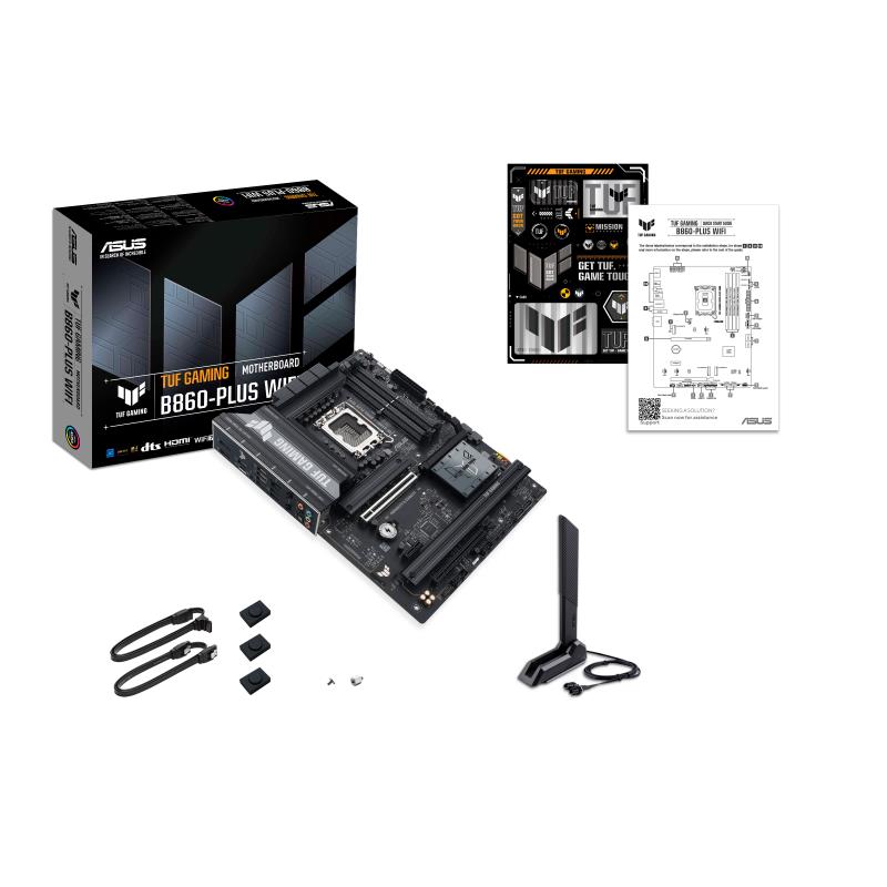 Mainboard ASUS Intel B860 Express LGA1851 ATX Memory DDR5 Memory slots 4 1xPCI-Express 4.0 1x 1xPCI-Express 4.0 16x 1xPCI-Express 5.0 16x 3xM.2 1xHDMI 1xDisplayPort 2xUSB 2.0 3xUSB 3.0 2xUSB 3.2 1xUSB-C 1xOptical S/PDIF 1xRJ45 5xAudio port