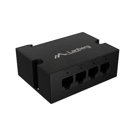 Lanberg Switch PoE Extender 1xIn 3xOut Fast Ethernet Din Rail at 30W metal clips | DIN-FE4-AT-30W