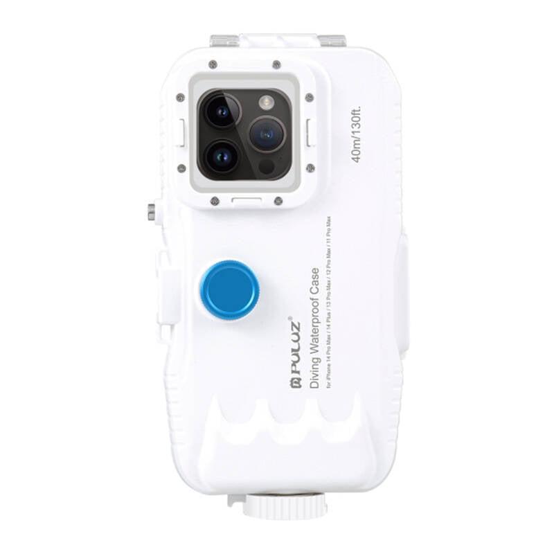 Puluz plastic waterproof case for iPhone 15 Plus/15 Pro Max/14 Plus/14 Pro Max/13 Pro Max/12 Pro Max/11 Pro Max (white) - Image 1