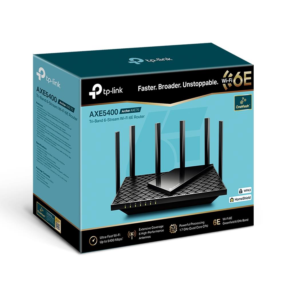 Wireless Router TP-LINK Wireless Router 5400 Mbps Wi-Fi 6e USB 3.0 Number of antennas 6 ARCHERAXE75