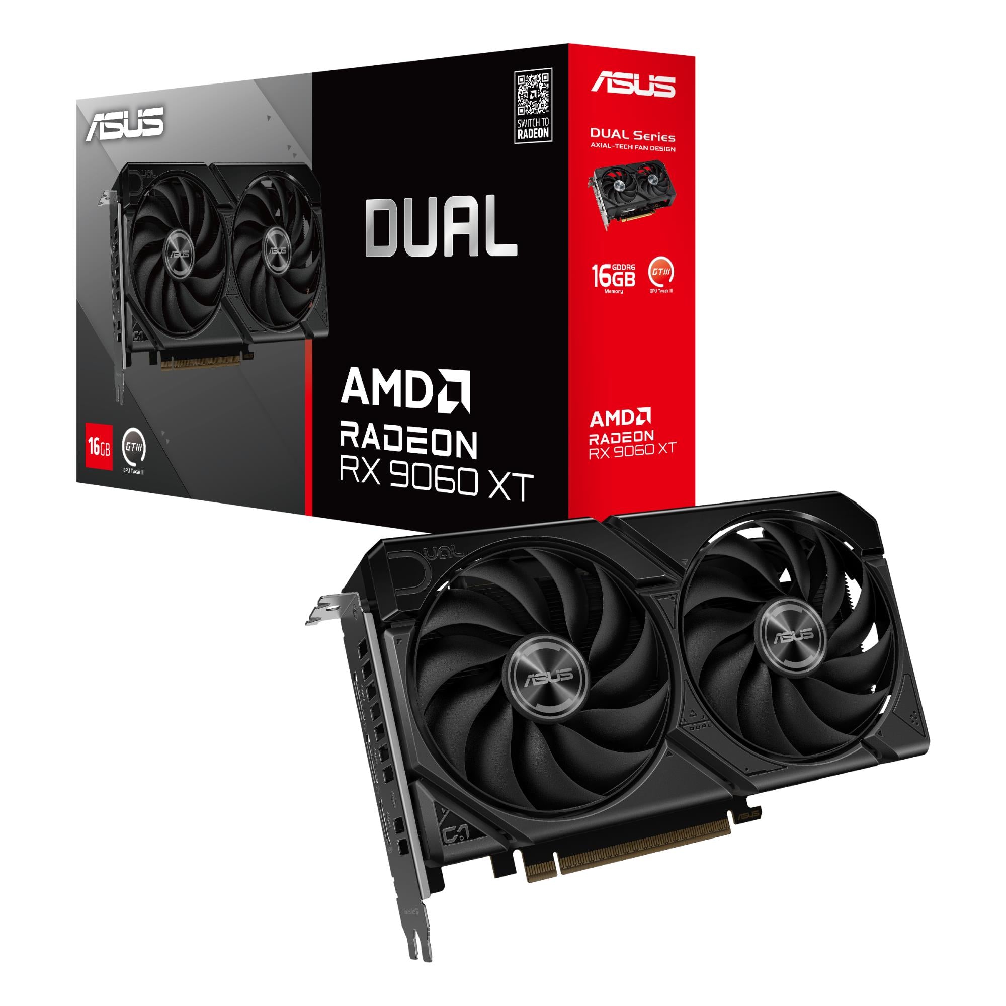 Graphics Card ASUS AMD Radeon RX 9060 XT 16 GB GDDR6 128 bit PCIE 5.0 16x Dual Slot Fansink DUAL-RX9060XT-16G