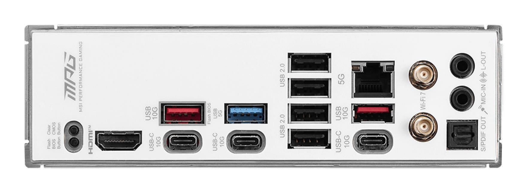 Mainboard MSI AMD B850 SAM5 ATX Memory DDR5 Memory slots 4 3xPCI-Express 16x 4xM.2 1xHDMI 1xAudio-In 1xAudio-Out 4xUSB 2.0 1xUSB 3.0 2xUSB 3.2 3xUSB-C 1xOptical S/PDIF 1xRJ45 MPGB850EDGETIWIFI