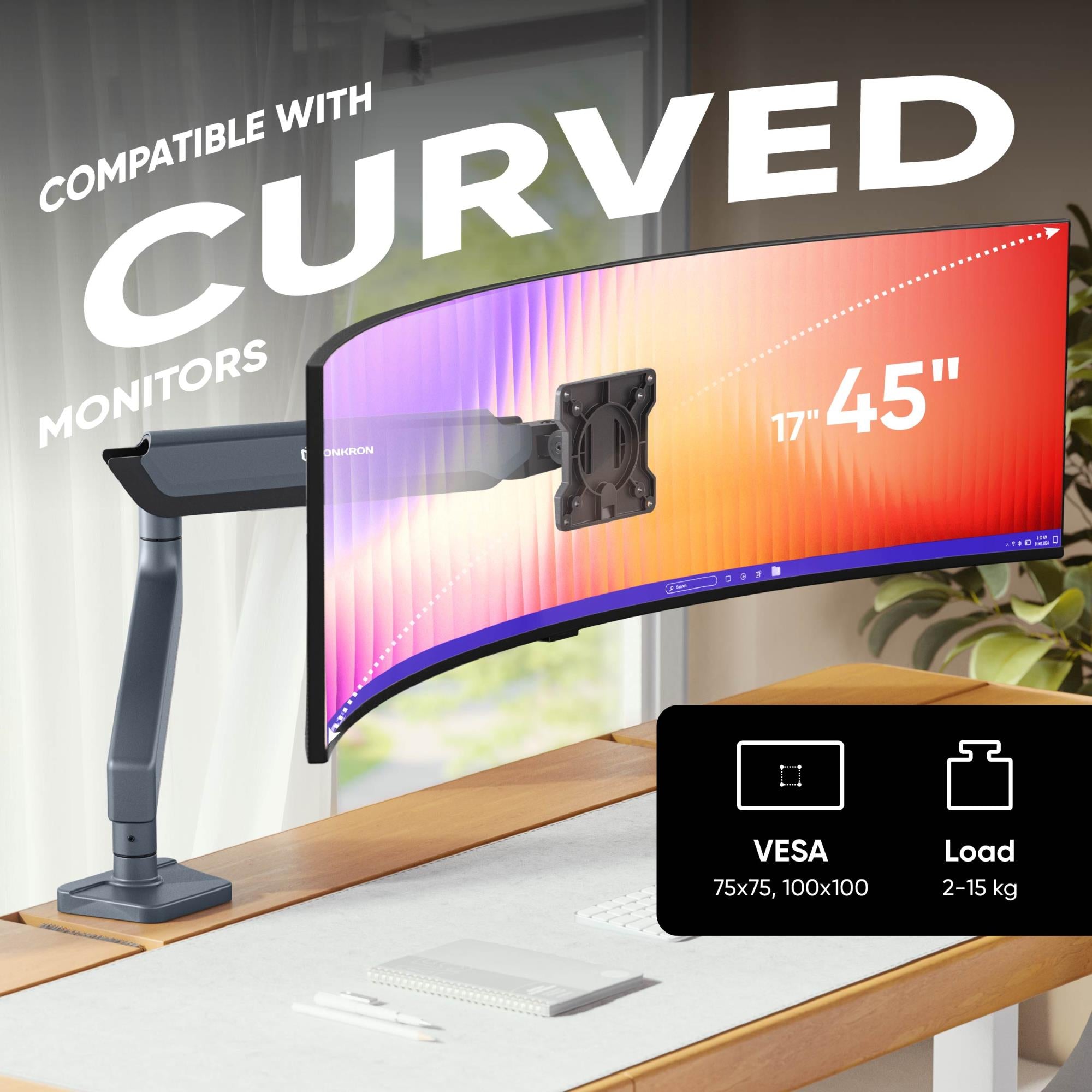 MONITOR ACC DESK MOUNT/17-45" GRAPHITE G95-G ONKRON