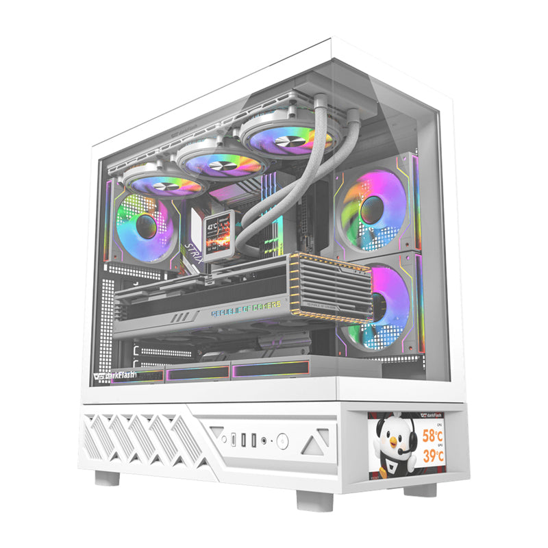 DarkFlash DS950V computer case with display (white) + 6 fans - Image 1