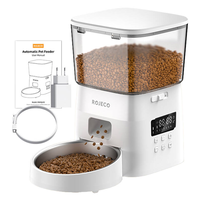 Rojeco 2L Automatic Pet Feeder Button Version (White) - Image 2