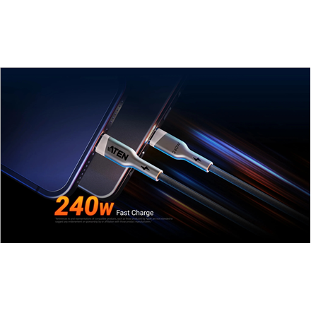 Aten 240W USB-C to USB-C Magnetic Charging Cable, 1 m | 2L-3101P240M | USB-C to USB-C
