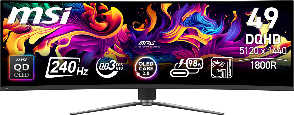 Monitor MSI 49 " 5120 x 1440 pixels Dual QHD Native aspect ratio 32:9 QD-OLED Curved MPG491CQPXQD-OLED