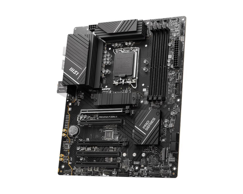 Mainboard MSI Intel B760 Express LGA1700 ATX Memory DDR4 Memory slots 4 5xPCI-Express 5.0 16x 2xM.2 1xHDMI 1xDisplayPort 2xUSB 2.0 2xUSB 3.2 1xUSB-C 1xOptical S/PDIF 1xRJ45 5xAudio port PROB760-PDDR4II