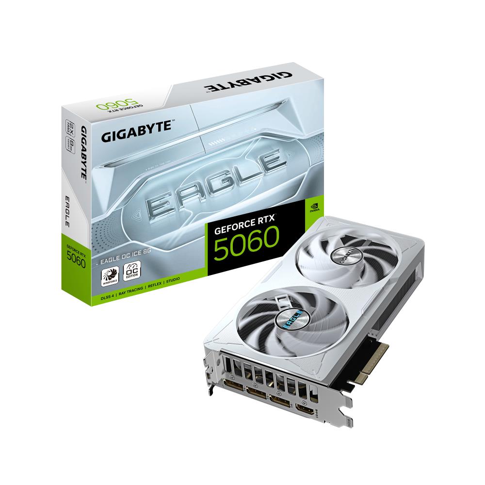 Graphics Card GIGABYTE NVIDIA GeForce RTX 5060 8 GB GDDR7 128 bit PCIE 5.0 16x GPU 2550 MHz Dual Slot Fansink 1xHDMI 3xDisplayPort GV-N5060EAGLEOCICE-8GD