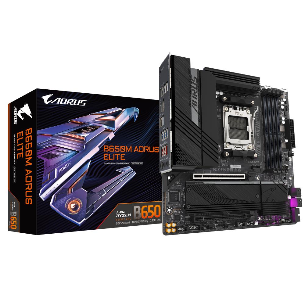 Mainboard GIGABYTE AMD B650 SAM5 Micro-ATX Memory DDR5 Memory slots 4 1xPCI-Express 4.0 4x 1xPCI-Express 4.0 16x 2xM.2 1xHDMI 1xDisplayPort 4xUSB 2.0 7xUSB 3.2 1xUSB-C 1xOptical S/PDIF 1xRJ45 3xAudio port B650MAORUSELITE1.3
