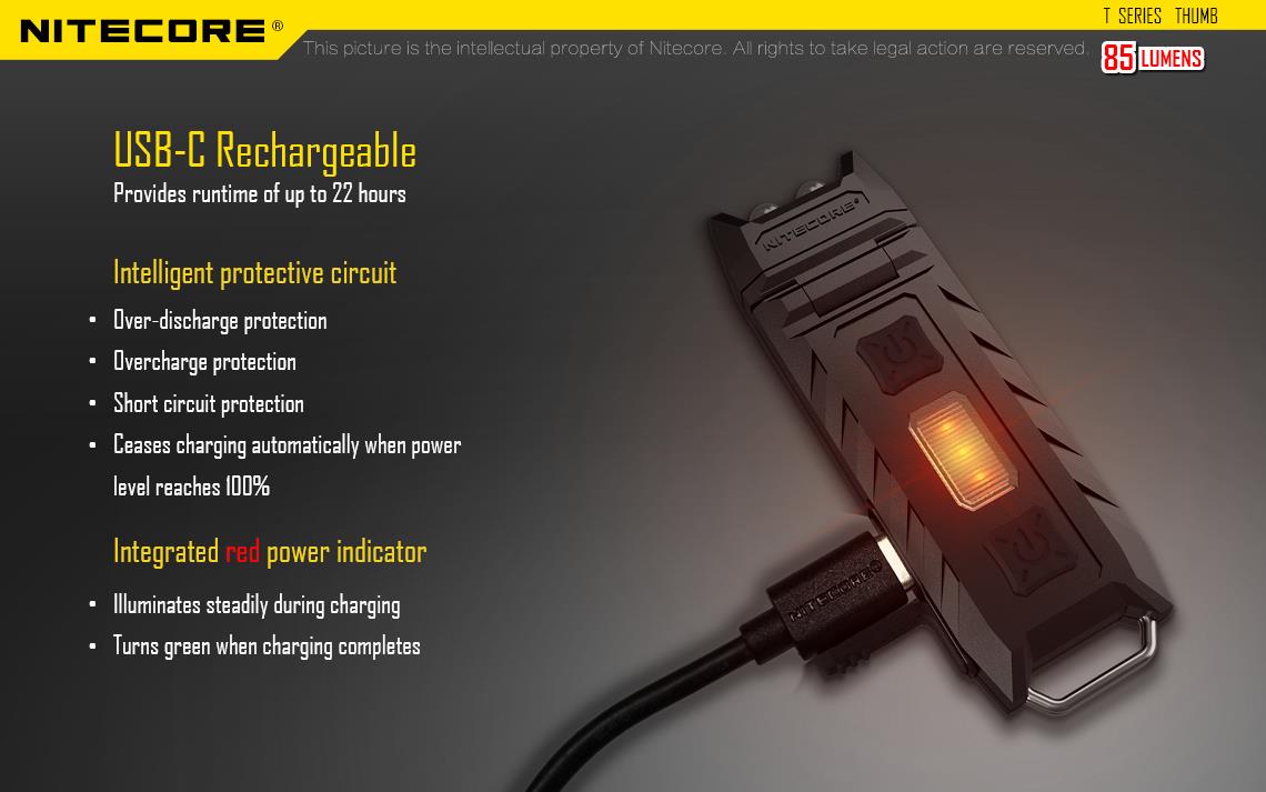FLASHLIGHT T SERIES 85 LUMENS/THUMB NITECORE