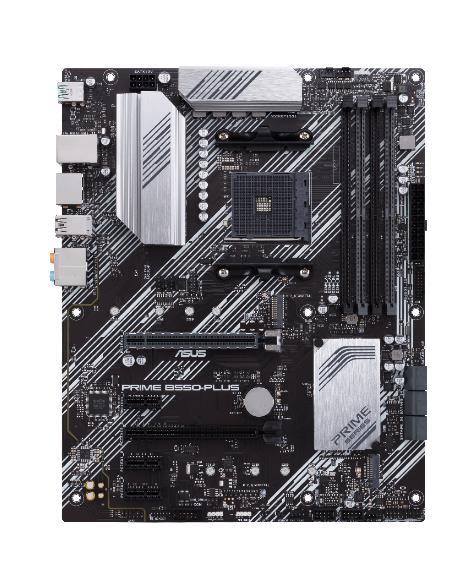 Mainboard ASUS AMD B550 SAM4 ATX 3xPCI-Express 3.0 1x 1xPCI-Express 3.0 16x 2xM.2 1xPCI-Express 4.0 16x Memory DDR4 Memory slots 4 1xHDMI 1xDisplayPort 2xUSB 2.0 1xUSB type C 5xUSB 3.2 1xOptical S/PDIF 1xRJ45 5xAudio port PRIMEB550-PLUS