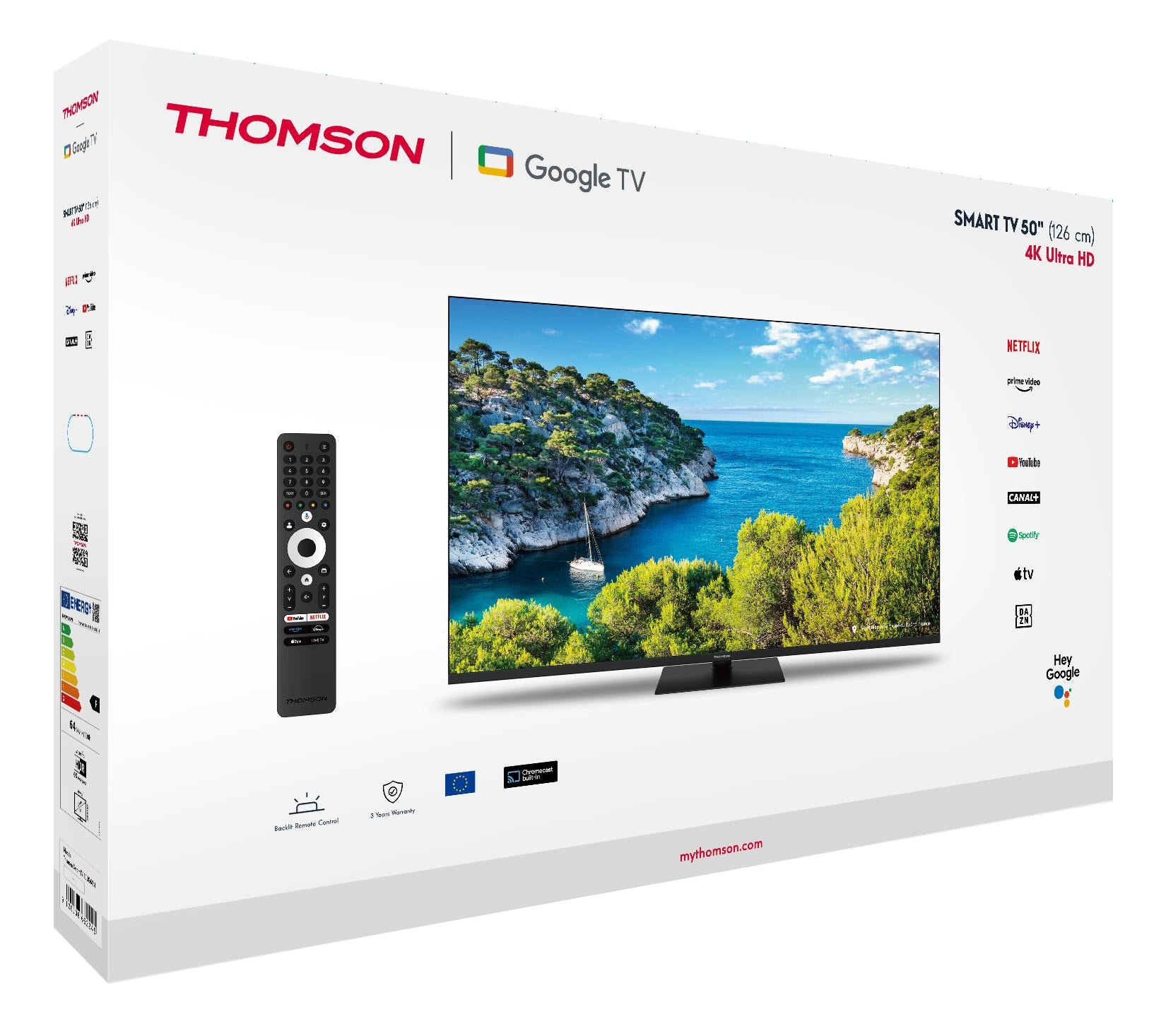 TV Set THOMSON 55" 4K/Smart 3840x2160 Wireless LAN Bluetooth Google TV Black 55UG5C14
