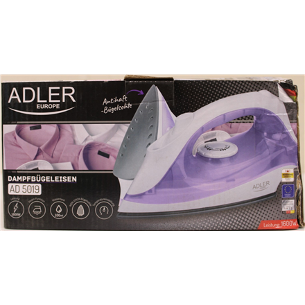 SALE OUT. Adler AD 5019 Steam iron, Temperature control, Power 1600W | Adler | AD 5019 | With cord | 1600 W | Water tank