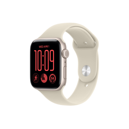 Apple Watch SE 3 GPS + Cellular 44mm Starlight Aluminium Case with Sand Sport Band - S/M | Apple
