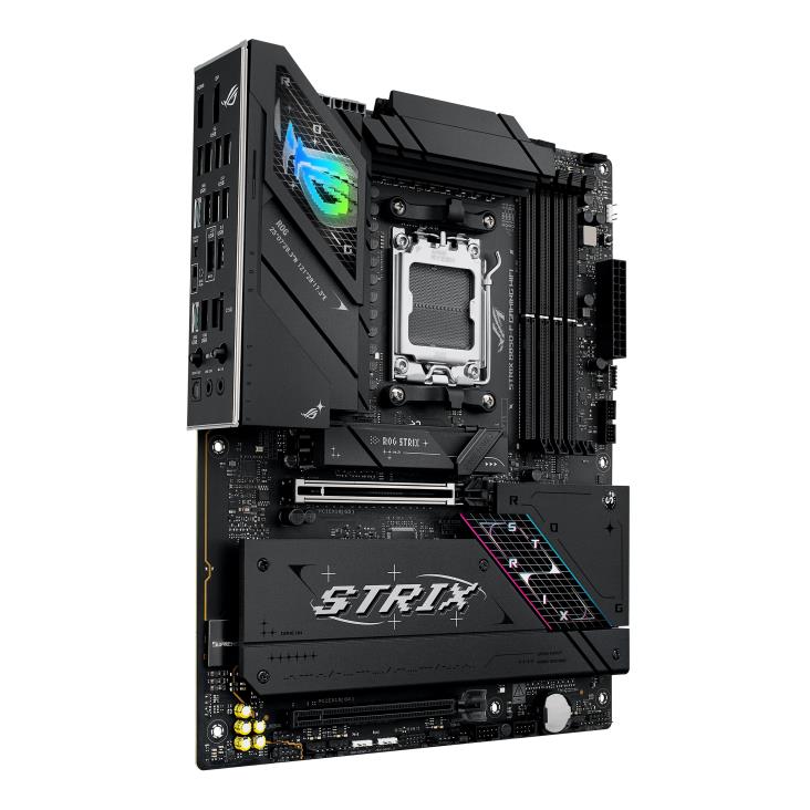Mainboard ASUS AMD B850 SAM5 ATX Memory DDR5 Memory slots 4 1xPCI-Express 4.0 16x 1xPCI-Express 5.0 16x 4xM.2 1xHDMI 1xDisplayPort 12xUSB 2.0 3xUSB-C 1xUSB-C w/Thunderbolt 1xOptical S/PDIF 1xRJ45 2xAudio port STRIXB850-FGAMINGWIFI