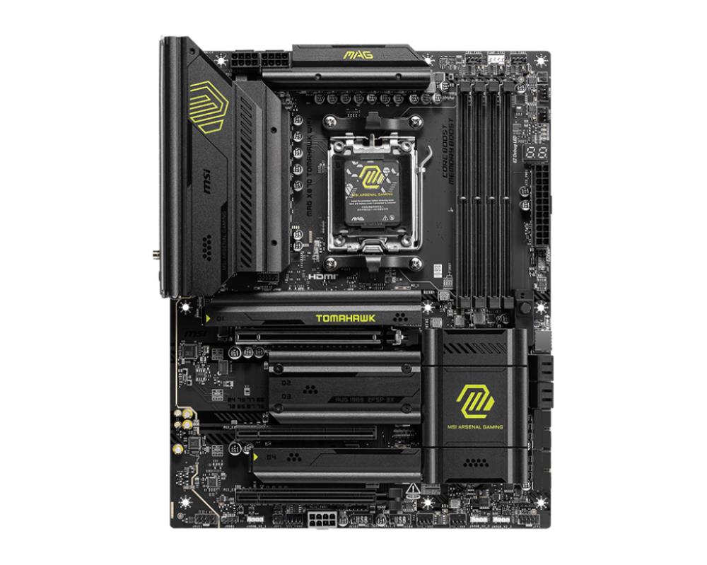 Mainboard MSI AMD X870 SAM5 ATX Memory DDR5 Memory slots 4 1xPCI-Express 1x 3xPCI-Express 16x 4xM.2 1xHDMI 1xAudio-In 1xAudio-Out 4xUSB 2.0 4xUSB 3.2 3xUSB-C 1xRJ45 MAGX870TOMAHAWKWIFI