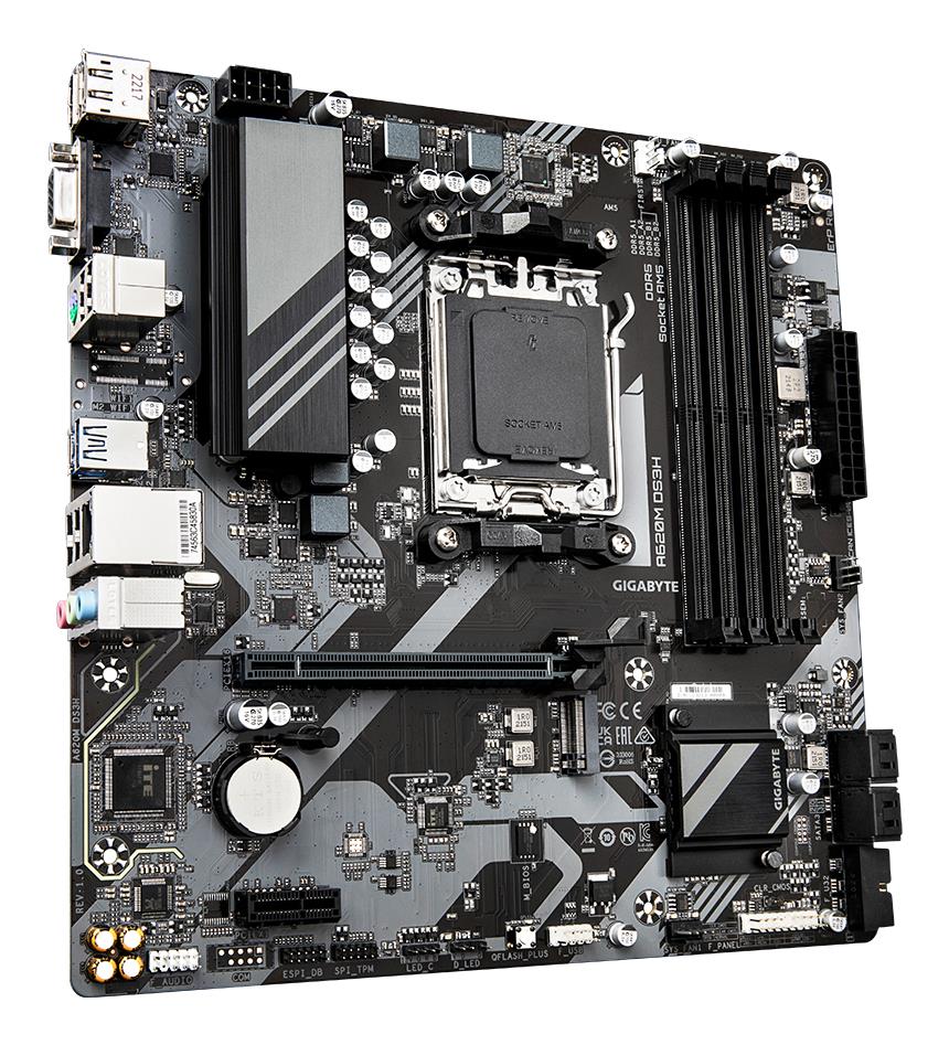 Mainboard GIGABYTE AMD A620 Socket AM5 micro ATX RAM DDR5-SDRAM 4xSlots 1xPCI Express x1 slots 1xPCI Express x16 slots 1xNumber of M.2 (M) slots A620MDS3H2.0
