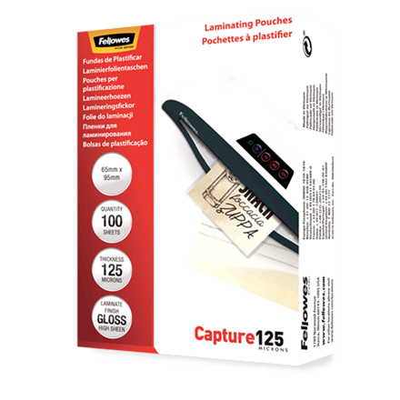 Fellowes | Laminating Pouch - 65x95mm | Glossy | Ideal for identity cards, credit cards, business cards and visitor card