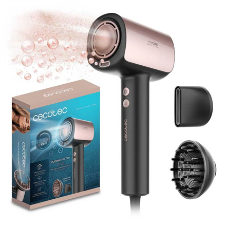 Cecotec Hair dryer | DryGlam Nano Plasma | 1600 W | Number of temperature settings 3 | Ionic function | Black/Rose Gold 