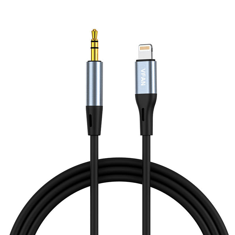 Cable VFAN L05 Lightning to mini jack 3.5mm AUX, 1m (gray) - Image 1