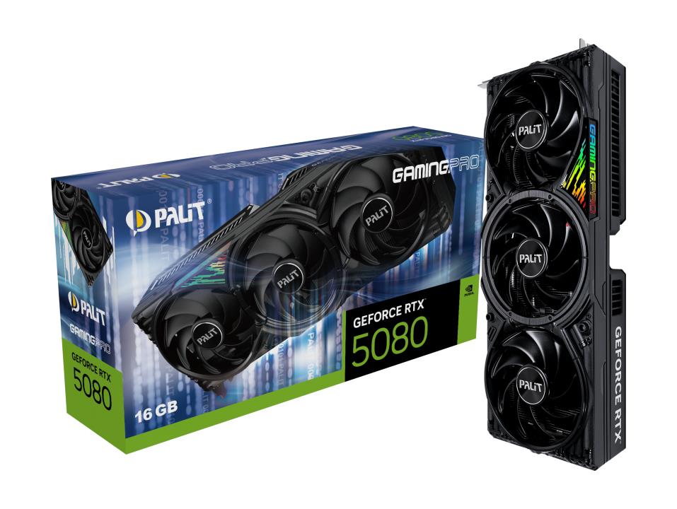 Graphics Card PALIT NVIDIA GeForce RTX 5080 16 GB GDDR7 256 bit PCIE 5.0 16x GPU 2295 MHz Triple slot Fansink 1xHDMI 3xDisplayPort NE75080019T2-GB2031A