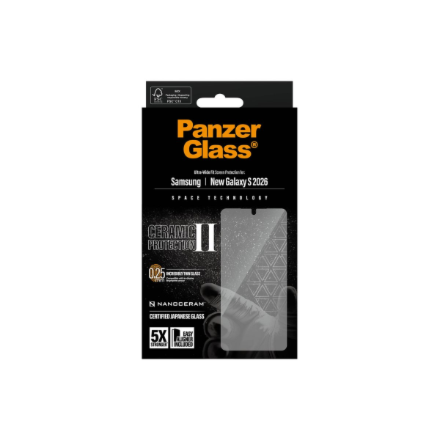 PanzerGlass Ceramic Screen Protector Samsung New Galaxy S26 | Ultra-Wide Fit w. EasyAligner | PanzerGlass