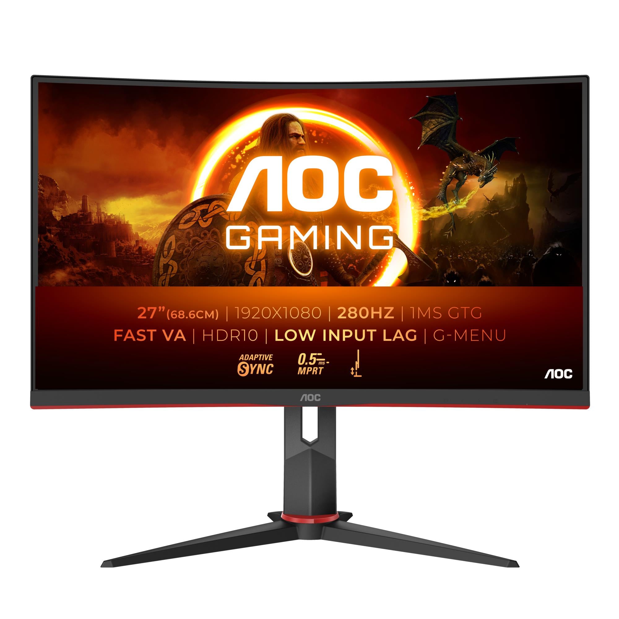 LCD Monitor AOC C27G2Z3/BK 27" Gaming/Curved Panel VA 1920x1080 16:9 240Hz Matte 1 ms Tilt C27G2Z3/BK