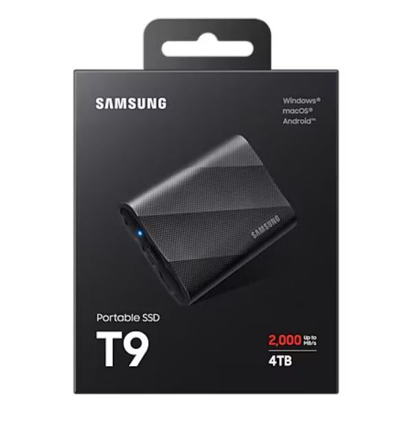 External SSD SAMSUNG T9 4TB USB 3.2 Write speed 2000 MBytes/sec Read speed 2000 MBytes/sec MU-PG4T0B/EU