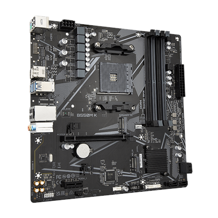 Gigabyte | B550M K 1.0 M/B | Processor family AMD | Processor socket AM4 | DDR4 DIMM | Memory slots 4 | Supported hard d