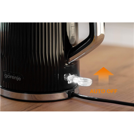 Gorenje K17DPB | Kettle | Electric | 1.7 L | 2200 W | Plastic/Stainless steel | 360° rotational base | Black