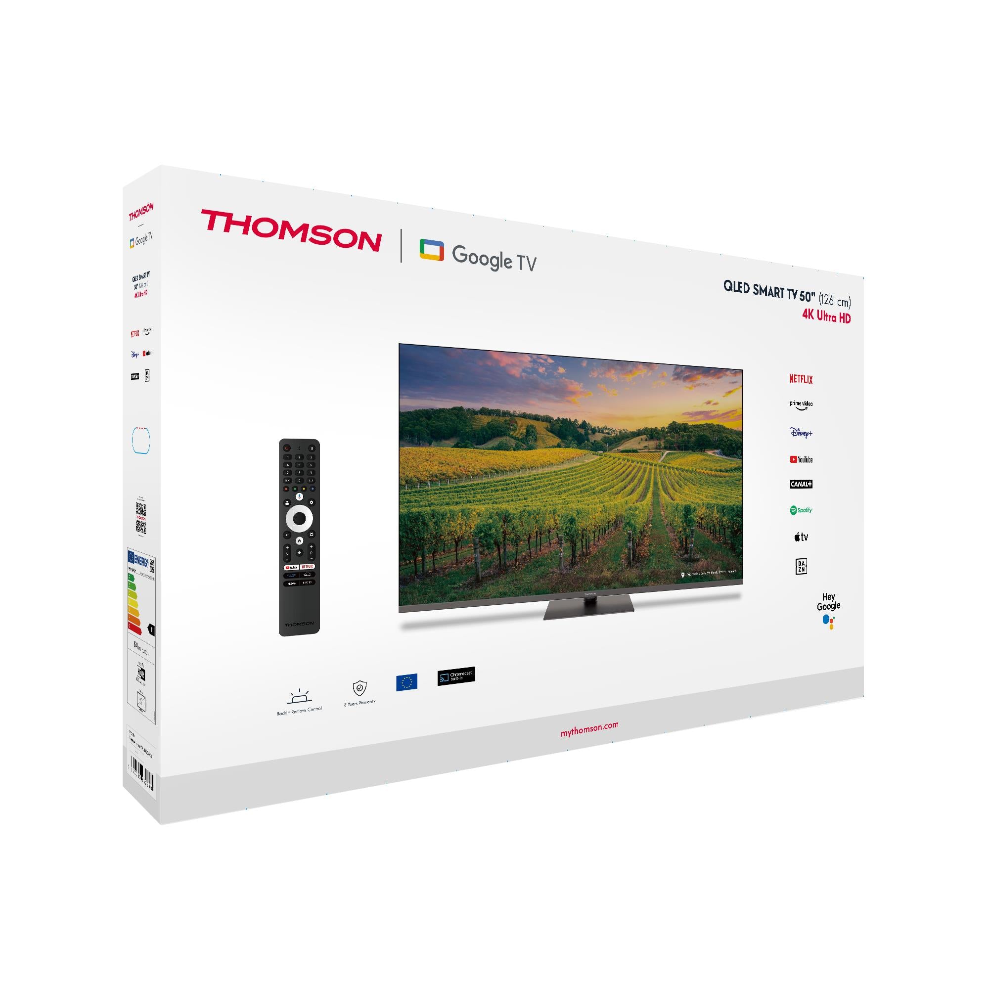 TV Set THOMSON 50" 4K/Smart QLED 3840x2160 Bluetooth Google TV 50QG5C14
