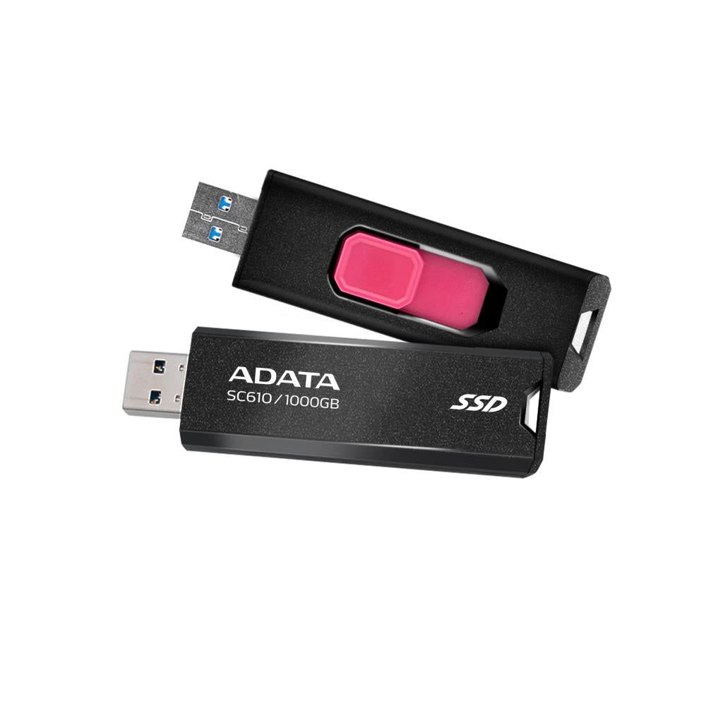 External SSD ADATA SC610 1TB USB 3.2 Write speed 500 MBytes/sec Read speed 550 MBytes/sec SC610-1000G-CBK/RD