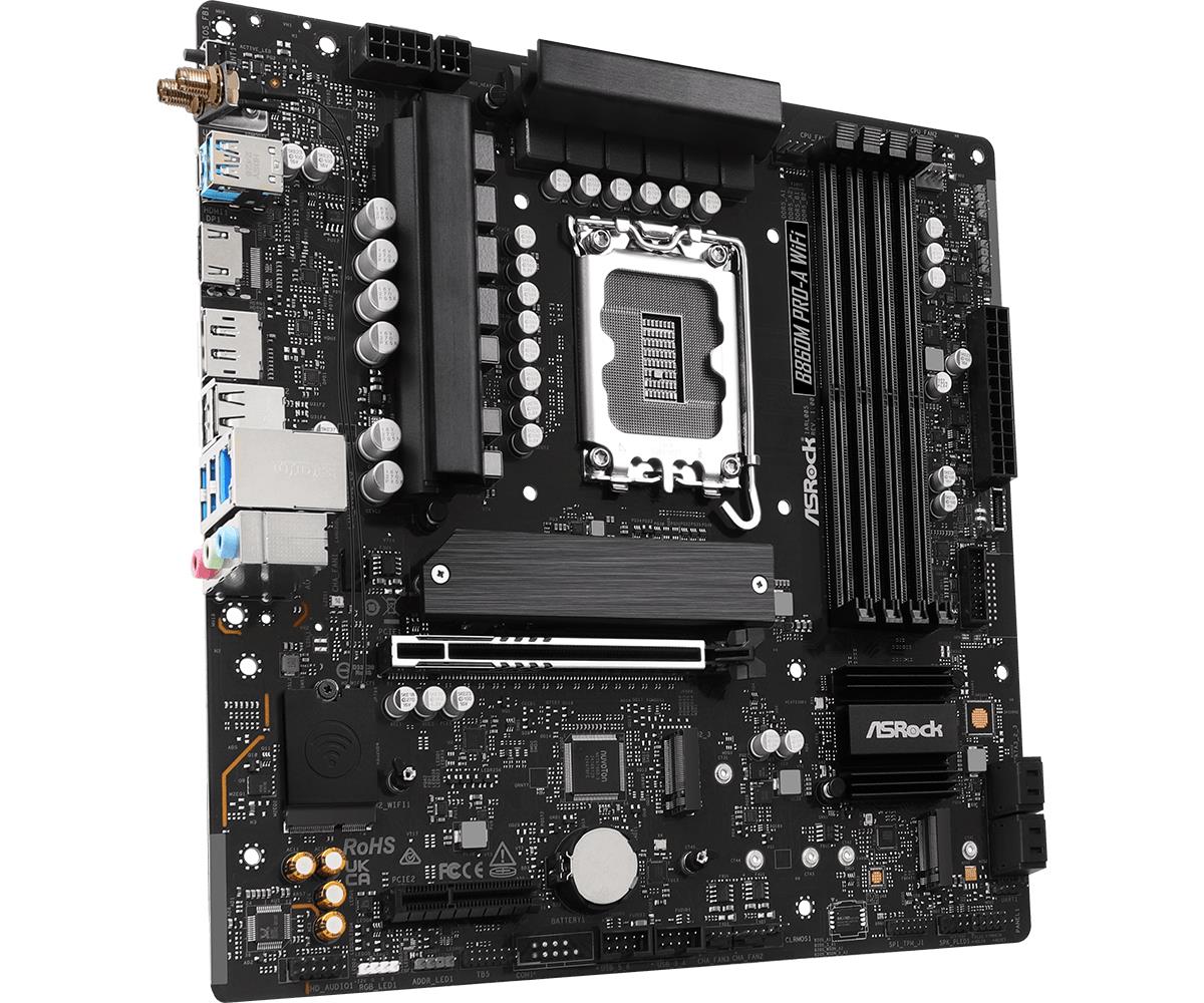 Mainboard ASROCK Intel B860 Express LGA1851 Micro-ATX Memory DDR5 Memory slots 4 B860MPRO-AWIFI