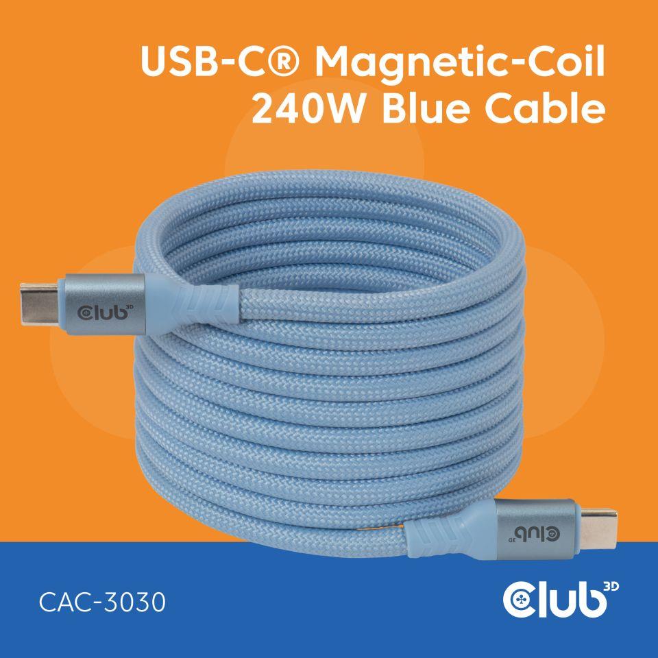 CABLE USB-C TO USB-C 2M/MAGNETIC BLUE CAC-3030 CLUB3D