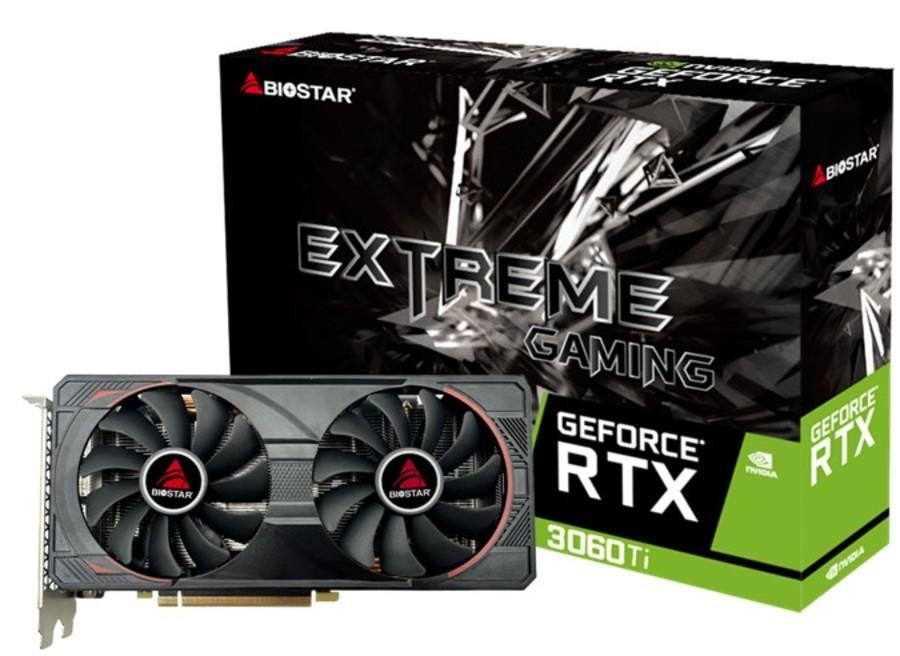 Graphics Card BIOSTAR NVIDIA GeForce RTX 3060 Ti 8 GB GDDR6 256 bit PCIE 4.0 16x GPU 1410 MHz Dual Slot Fansink 1xHDMI 3xDisplayPort VN3606TM82