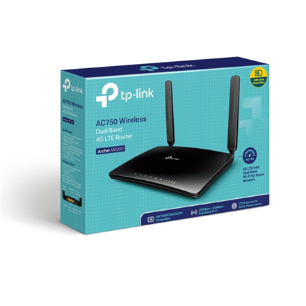 TP-LINK | 4G LTE Router | Archer MR200 | 802.11ac | 300+433 Mbit/s | 10/100 Mbit/s | Ethernet LAN (RJ-45) ports 3 | Mesh