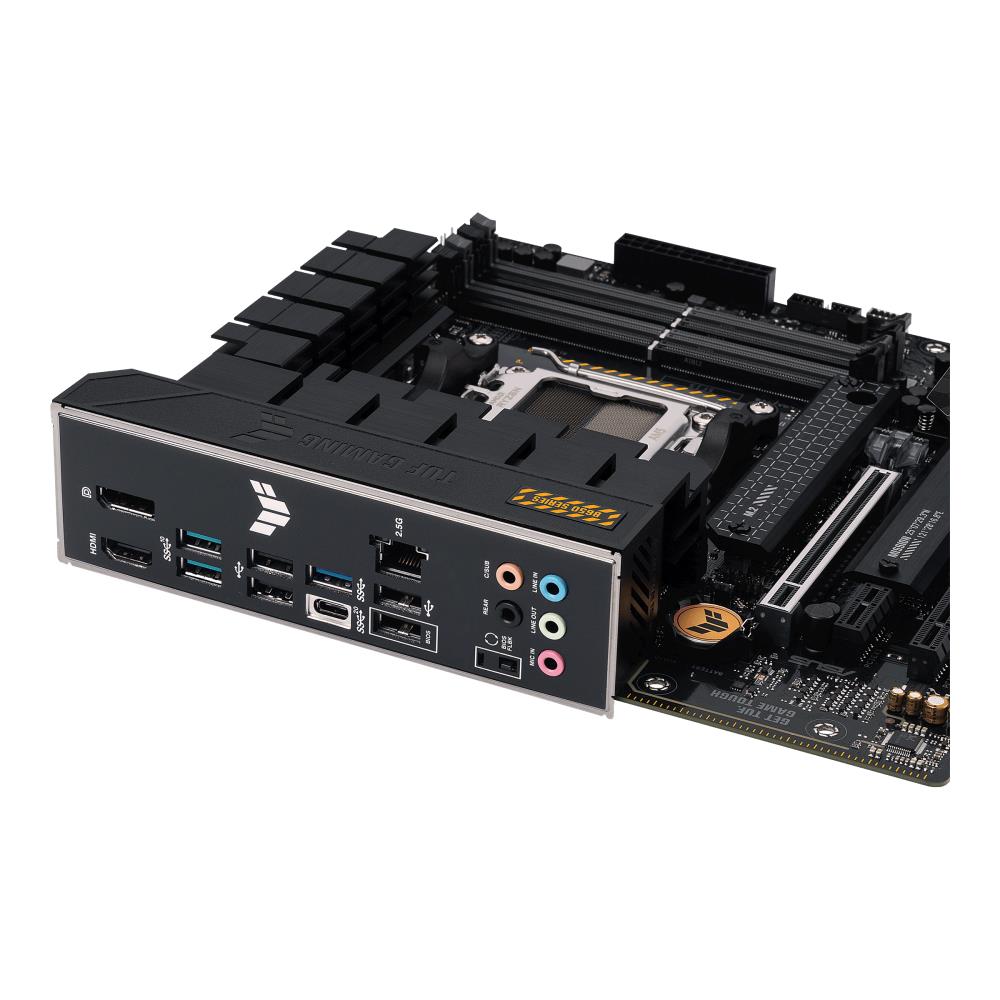Mainboard ASUS AMD B650 SAM5 MicroATX Memory DDR5 Memory slots 4 1xPCI-Express 4.0 1x 2xPCI-Express 4.0 16x 2xM.2 1xHDMI 1xDisplayPort 4xUSB 2.0 3xUSB 3.2 1xUSB-C 1xRJ45 5xAudio port TUFGAMINGB650M-PLUS