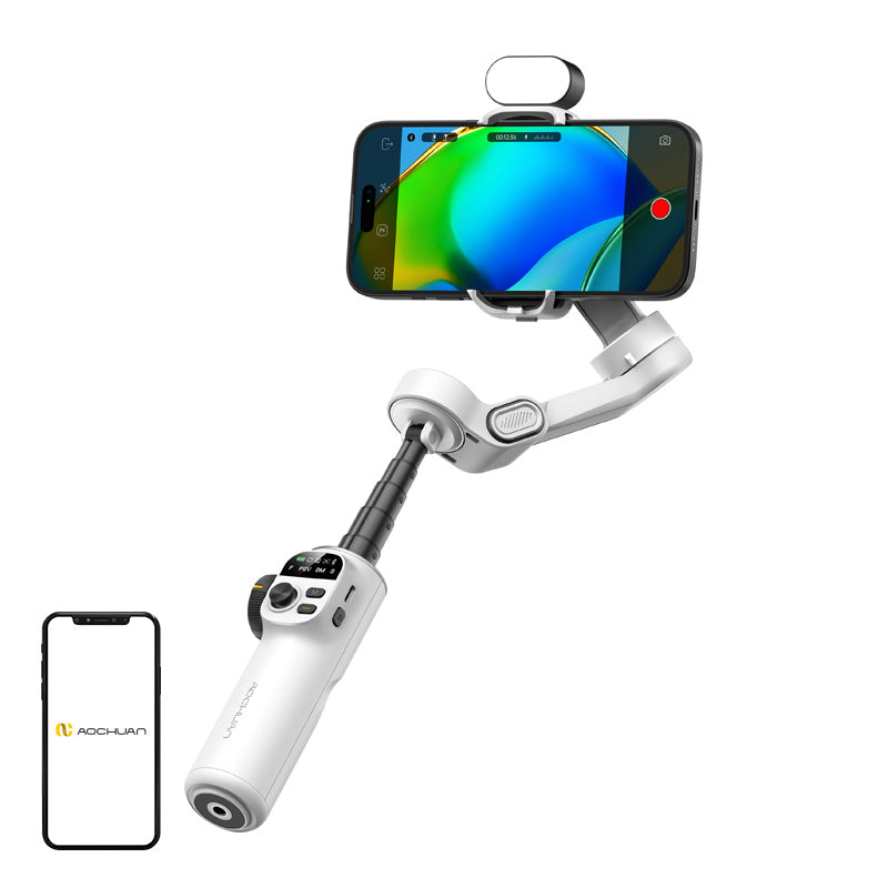 AOCHUAN X2 Gimbal with RGB Lighting (White) - Image 1
