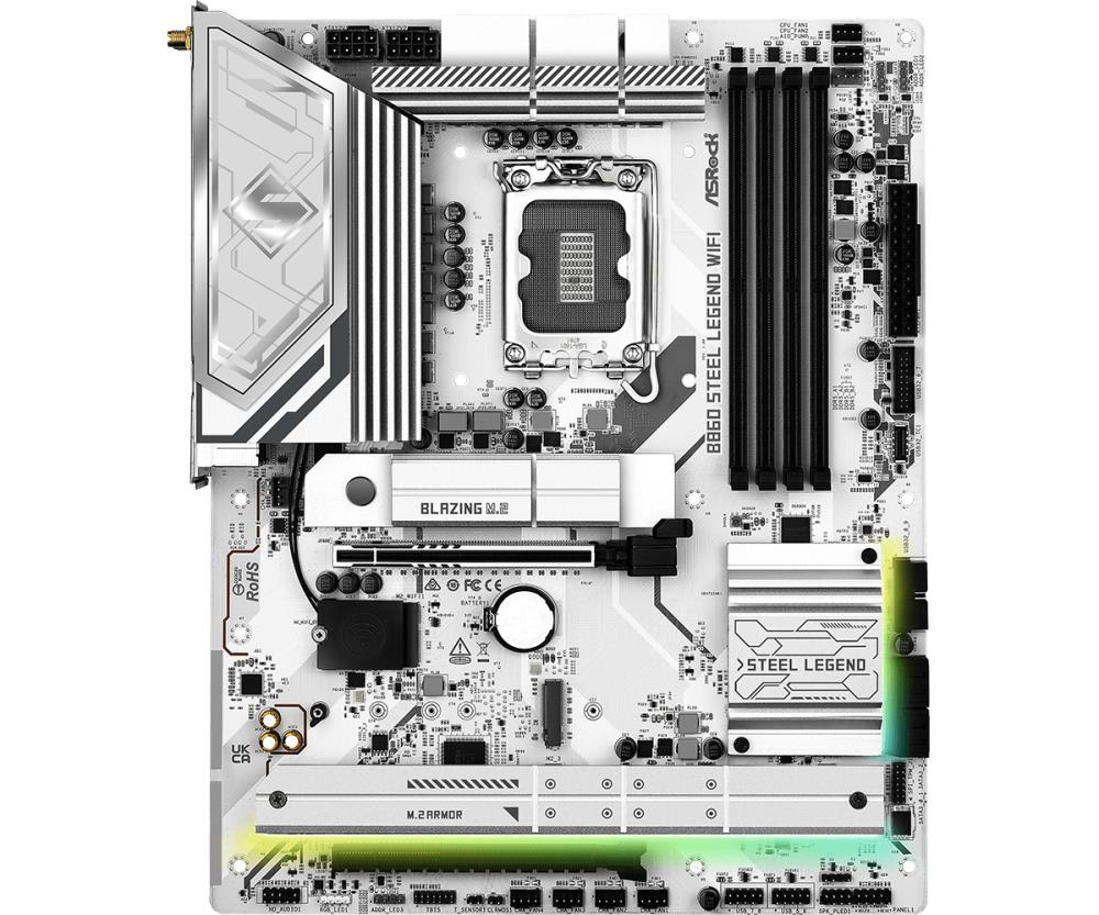 Mainboard ASROCK Intel B860 Express LGA1851 ATX Memory DDR5 Memory slots 4 1xPCI-Express 4.0 16x 1xPCI-Express 5.0 16x 1xM.2 1xHDMI 1xDisplayPort 1xAudio-Out 1xMicrophone 3xUSB 2.0 6xUSB 3.2 1xUSB-C w/Thunderbolt 1xOptical S/PDIF 1xRJ45